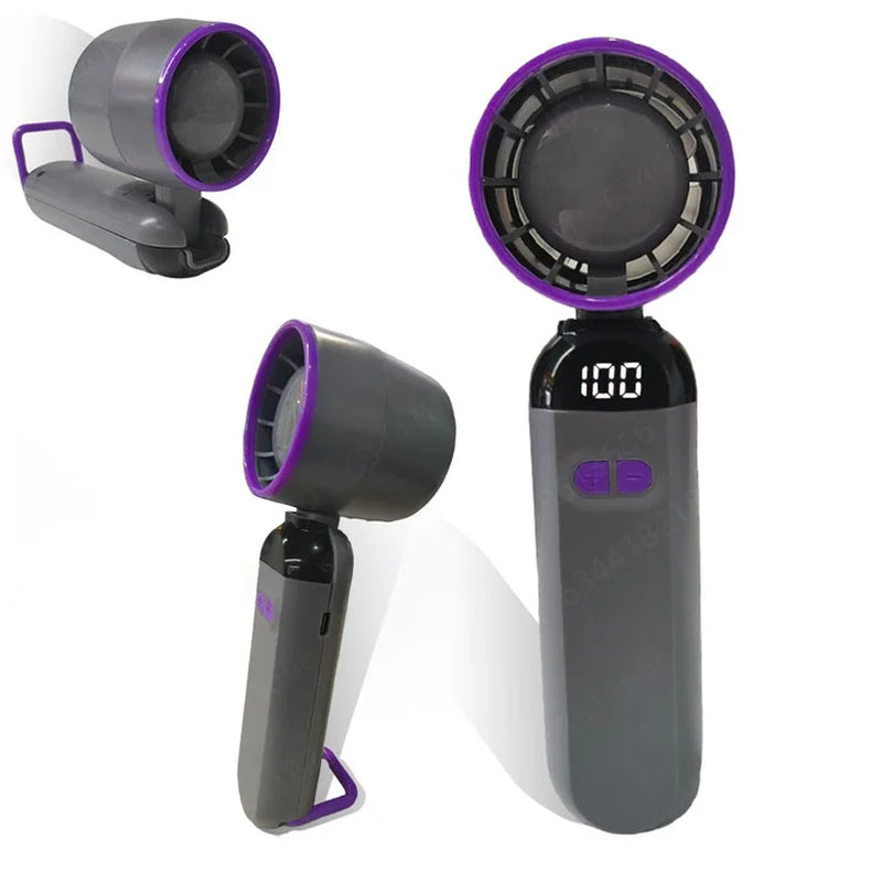 2025 Air Cooling Fan USB Charging LED Digital Display Portable Hand Fan Mini USB Desk Fan Travel Camping Outdoor