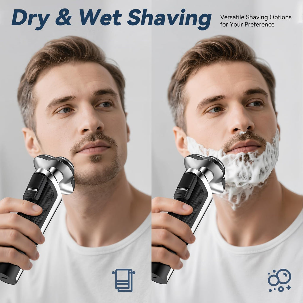 Electric Razor for Men, 2026 Upgraded Electric Shavers for Men, USB-C Rechargeable, Wet & Dry Shaver with Pop-Up Trimmer and Travel Case (Black) ，For Father'S Day
