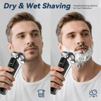 Electric Razor for Men, 2026 Upgraded Electric Shavers for Men, USB-C Rechargeable, Wet & Dry Shaver with Pop-Up Trimmer and Travel Case (Black) ，For Father'S Day