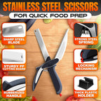 2 in 1 Cutting Board Scissors for Food - 9.6" Detachable Cheese Scissors with Cutting Board and Stainless Steel Blade - Easy-To-Use Veggie Cutter, Suitable for Fruits and Vegetables at Dad'S Party