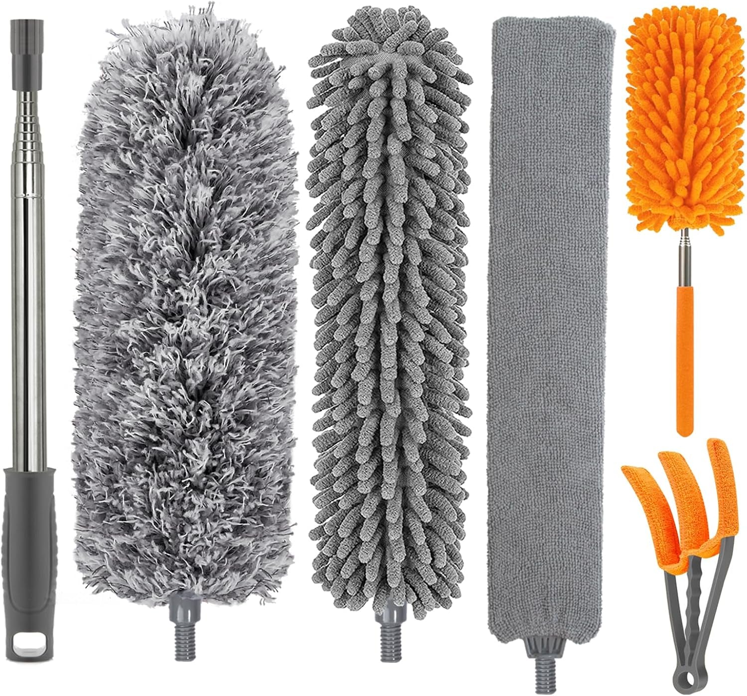 Retractable Gap Dust Cleaner with 3 Microfiber Dusting Cloths & 30-100 Inch Extendable Long Handle, Retractable Duster Brush for Cleaning under Appliances Sofa Couch Bed Refrigerator Furniture