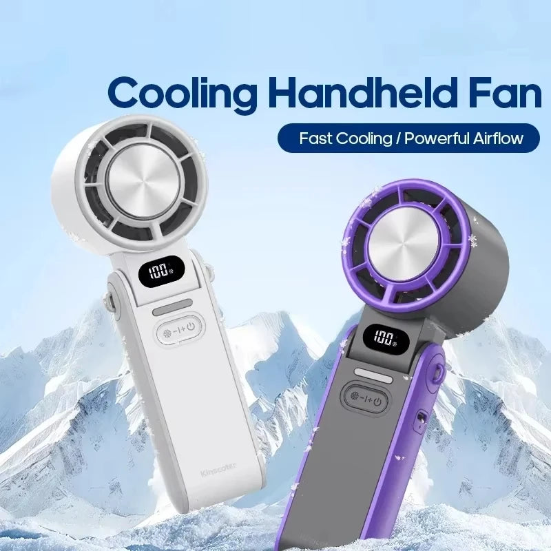 Portable High Speed Cooling Handheld Fan 3600Mah Rechargeable 100 Wind Speeds Adjustable Mini Foldable Air Cooling Turbo Fan