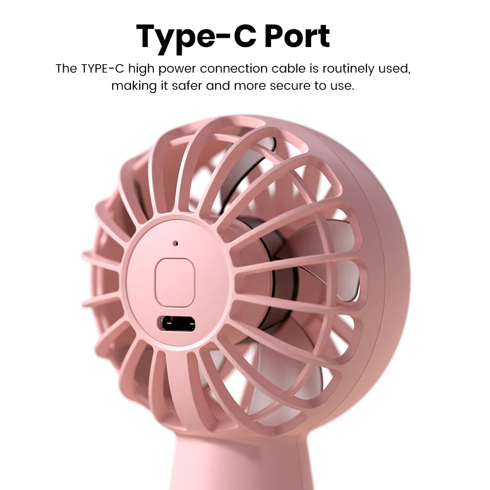 K20 Mini Portable Fan Powerful Handheld Fan Rechargeable,3 Speeds Personal Small Hand Fan for Travel Makeup Eyelash Fan