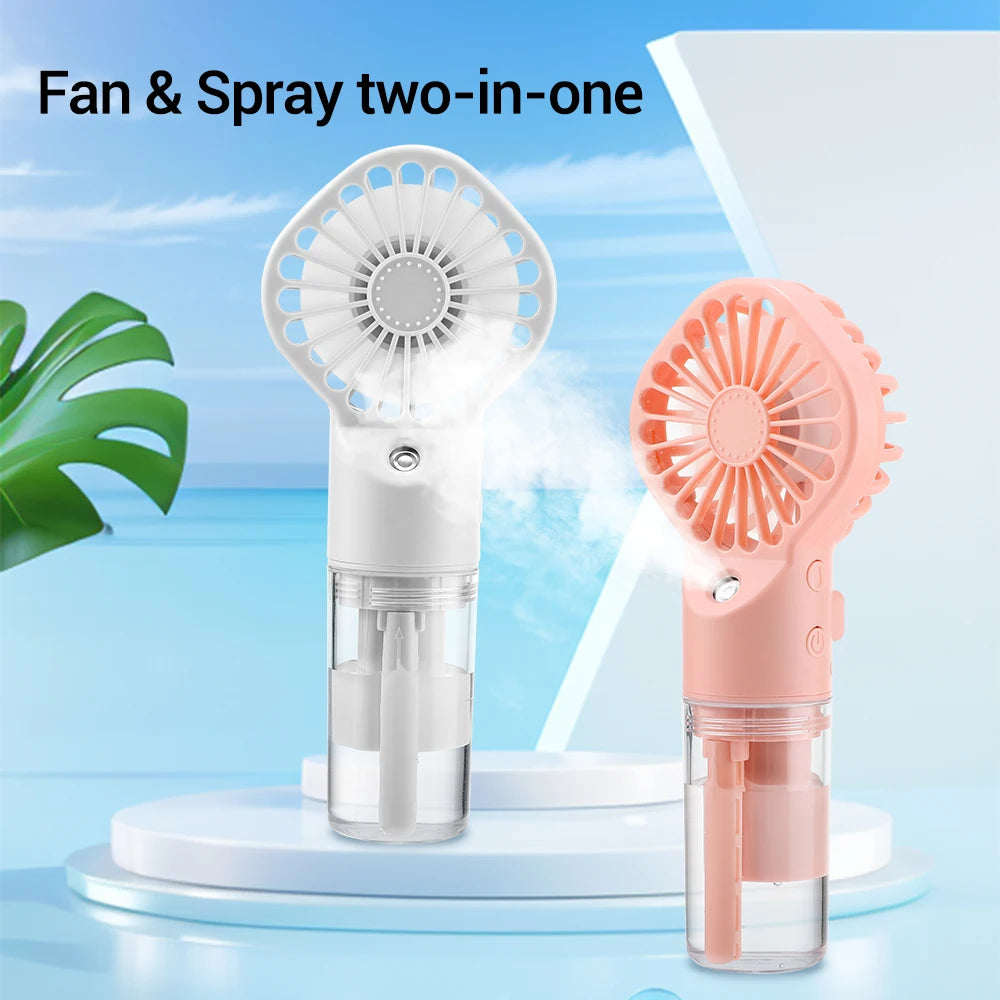  Portable Humidifier Fan Handheld Spray Fan 4 Wind Speeds USB Rechargeable Mini Water Spray Mist Fan for Room Outdoor Camping