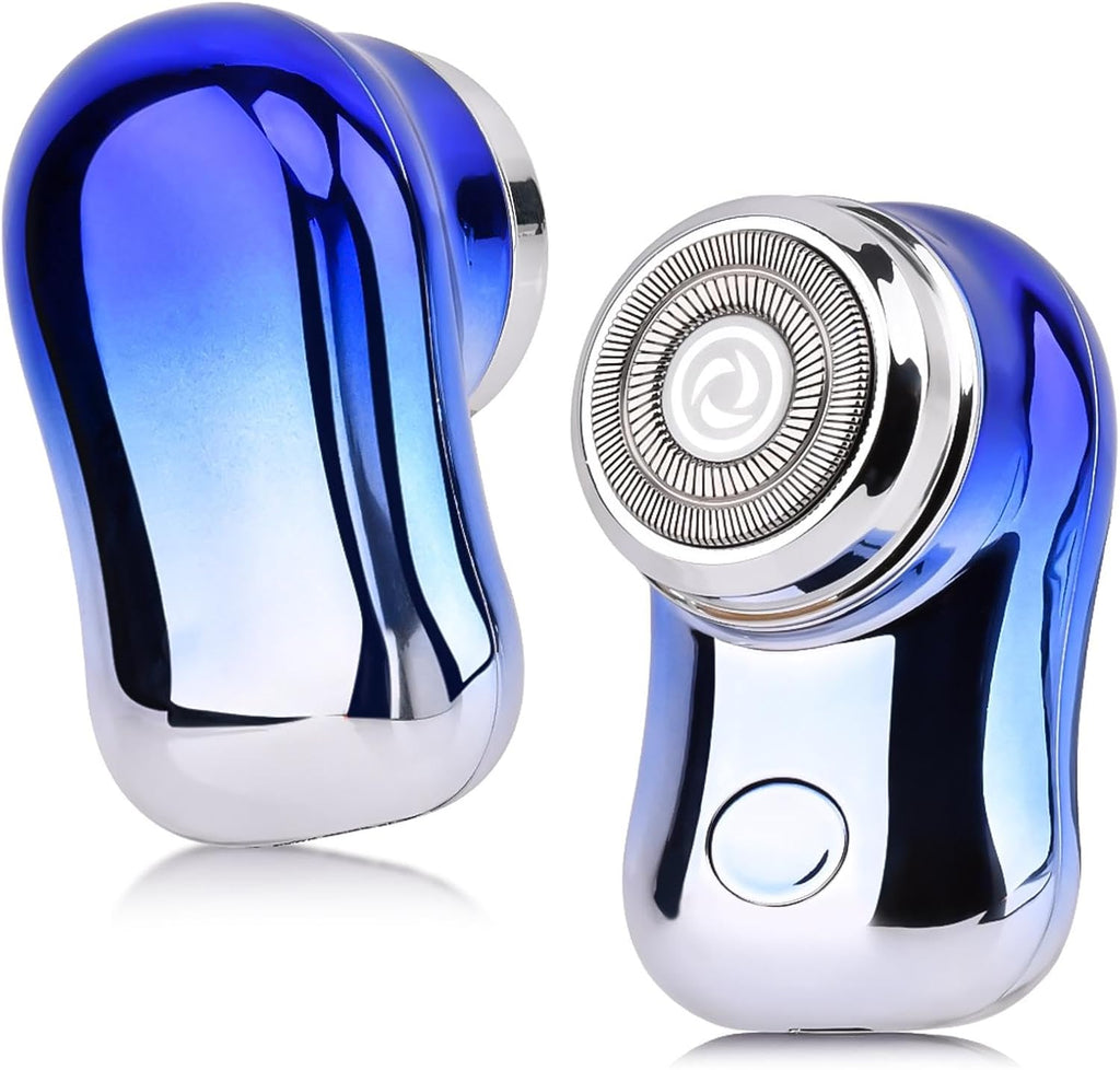 Mini Travel Electric Shaver, Portable Pocket Size Rechargeable Shaving Razor Lightweight Razor with Battery Power Display Wet & Dry Rotary for Teen Office Business (Silver)