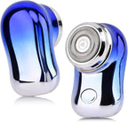 Mini Travel Electric Shaver, Portable Pocket Size Rechargeable Shaving Razor Lightweight Razor with Battery Power Display Wet & Dry Rotary for Teen Office Business (Silver)