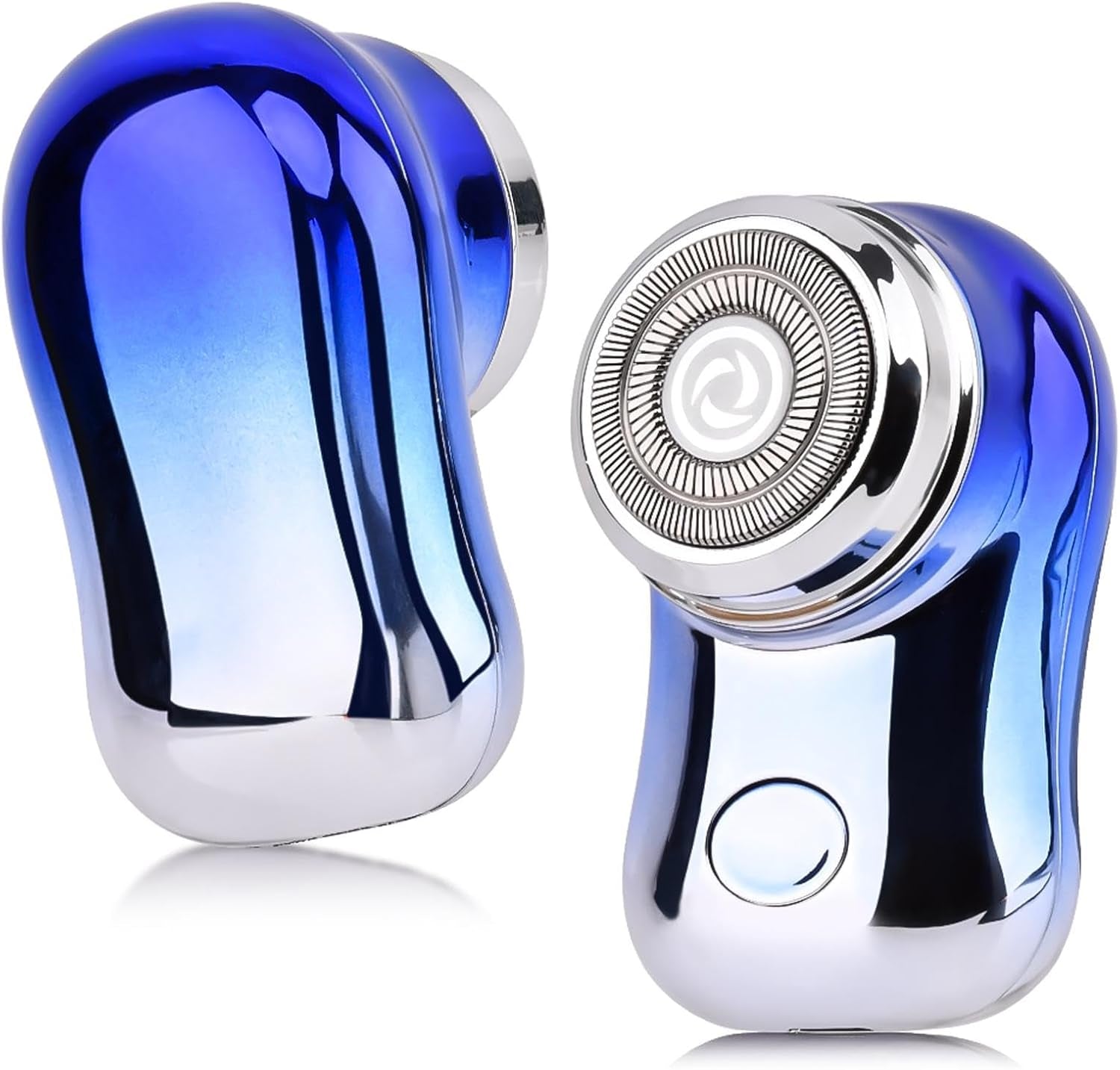 Mini Travel Electric Shaver, Portable Pocket Size Rechargeable Shaving Razor Lightweight Razor with Battery Power Display Wet & Dry Rotary for Teen Office Business (Silver)