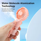  Portable Humidifier Fan Handheld Spray Fan 4 Wind Speeds USB Rechargeable Mini Water Spray Mist Fan for Room Outdoor Camping