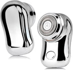 Mini Travel Electric Shaver, Portable Pocket Size Rechargeable Shaving Razor Lightweight Razor with Battery Power Display Wet & Dry Rotary for Teen Office Business (Silver)