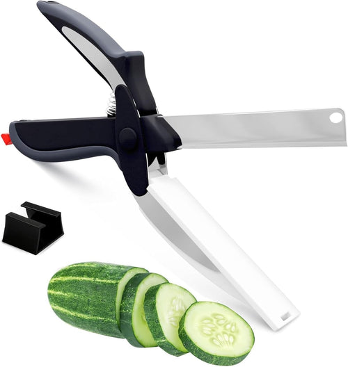 2 in 1 Cutting Board Scissors for Food - 9.6" Detachable Cheese Scissors with Cutting Board and Stainless Steel Blade - Easy-To-Use Veggie Cutter, Suitable for Fruits and Vegetables at Dad'S Party