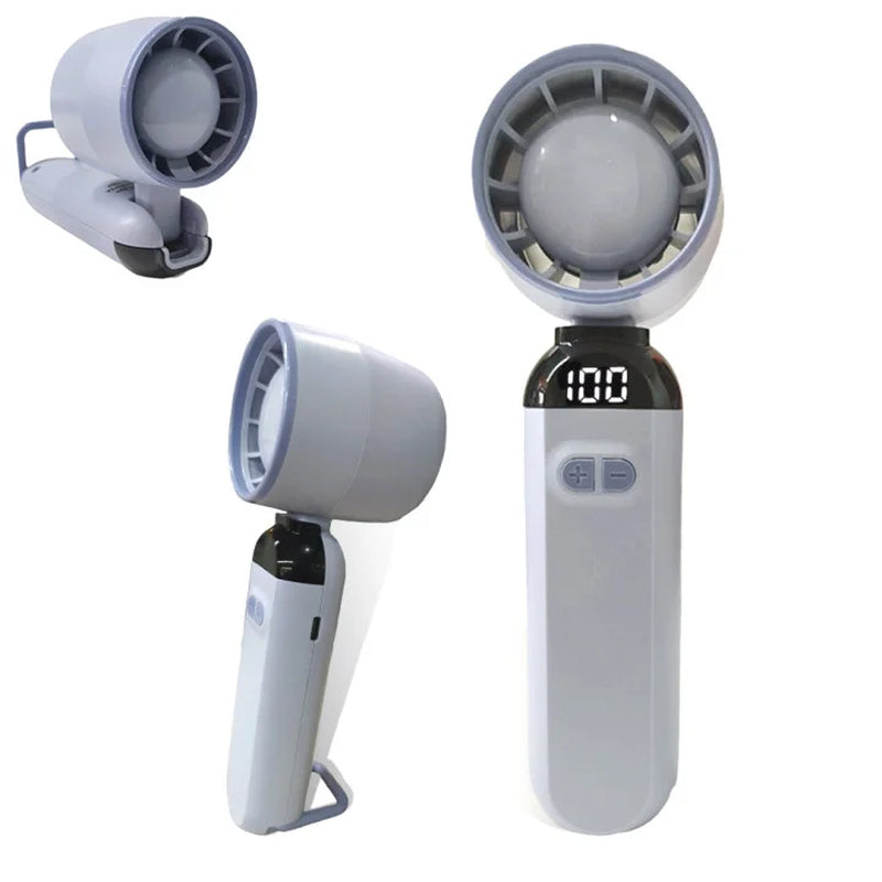 2025 Air Cooling Fan USB Charging LED Digital Display Portable Hand Fan Mini USB Desk Fan Travel Camping Outdoor