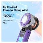Portable High Speed Cooling Handheld Fan 3600Mah Rechargeable 100 Wind Speeds Adjustable Mini Foldable Air Cooling Turbo Fan