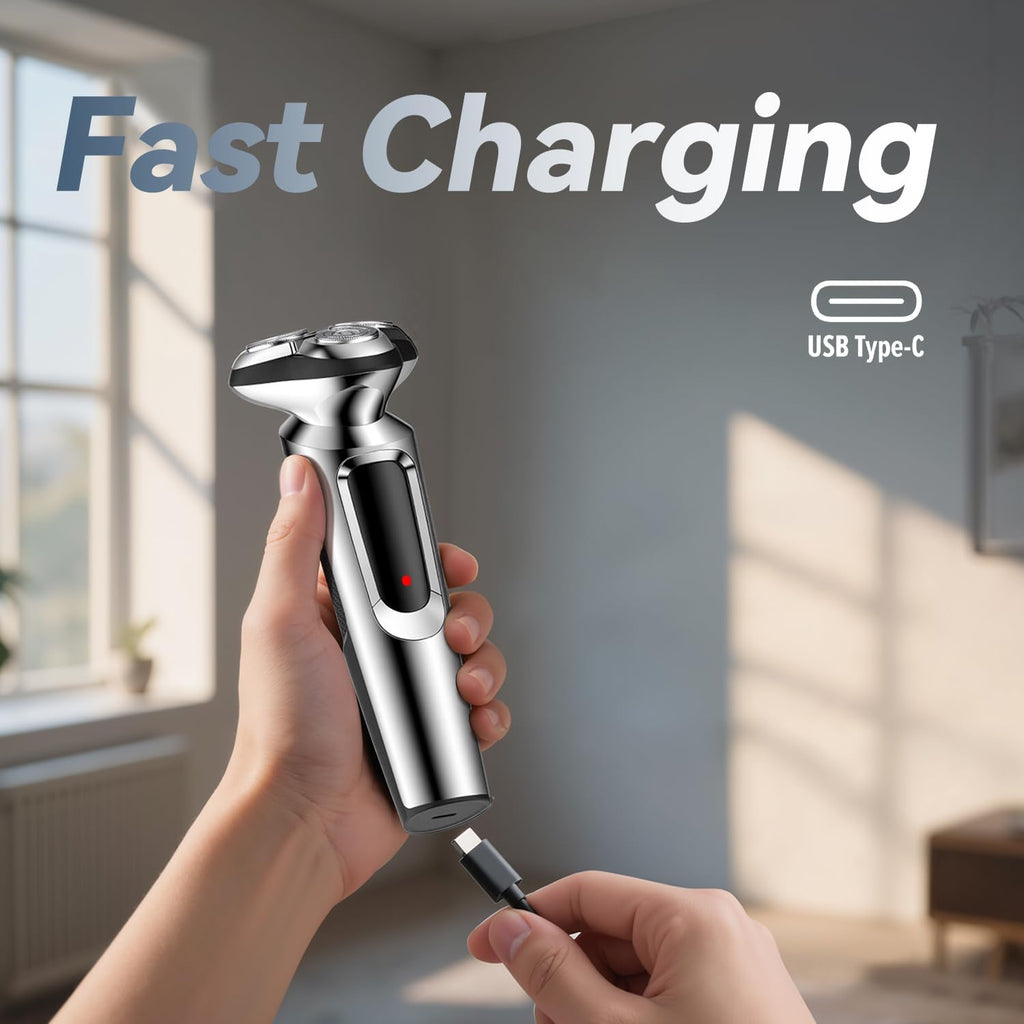 Electric Razor for Men, 2026 Upgraded Electric Shavers for Men, USB-C Rechargeable, Wet & Dry Shaver with Pop-Up Trimmer and Travel Case (Black) ，For Father'S Day
