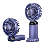 USB Handheld Mini Fan Foldable Portable Neck Hanging Fans 5 Speed Rechargeable Fan with Phone Stand