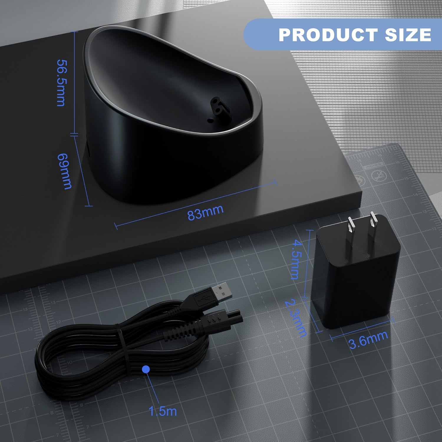 Charging Dock Compatible with Freebird Flexseries Electric Head Hair Shaver, Charger Cord Base Stand with Power Cable for Flex Series Replacement Razor Adapter