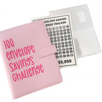 A5 PU 100 Envelope Saving Challenge Book,Binder Collect Book Set,25 Sheets 100 Pockets Number Sleeves, Full Set Holder
