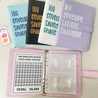 A5 PU 100 Envelope Saving Challenge Book,Binder Collect Book Set,25 Sheets 100 Pockets Number Sleeves, Full Set Holder