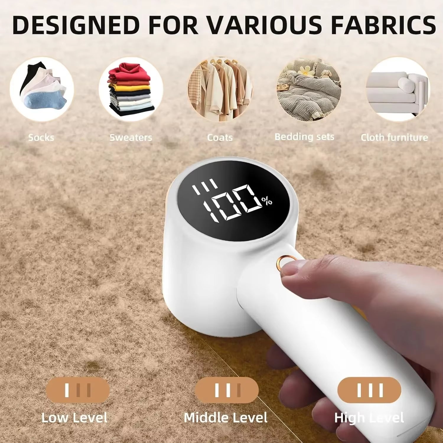 Fabric Shaver Rechargeable Lint Remover Electric Portable Jumper Remover LED Displayremoves Pilling for Clothes Furniture Sofas