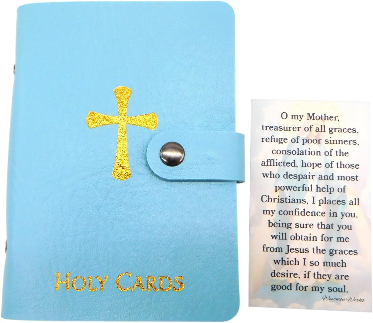 Ladies Holy Card Holder Set 20 Sleeves per Booklet with Miraculous Mary Our Lady of Grace Prayer Card