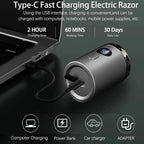 Men'S Electric Mini Shaver, Dry and Wet Dual-Use Shaver, LED Digital Display Rechargeable Car Shaver, Home Travel Shaver