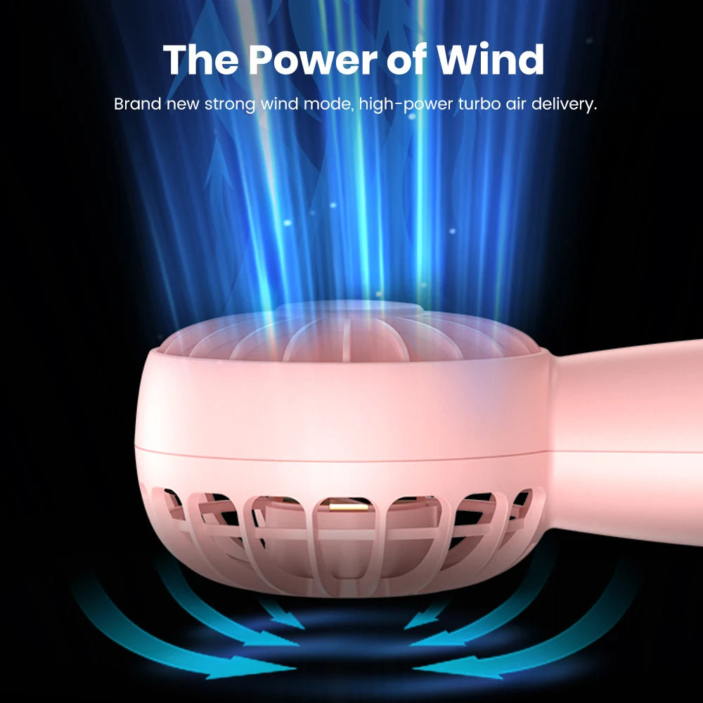 K20 Mini Portable Fan Powerful Handheld Fan Rechargeable,3 Speeds Personal Small Hand Fan for Travel Makeup Eyelash Fan